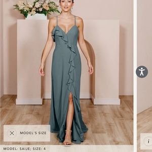 Revelry Paloma dress in size 4 length petite maxi. Eucalyptus color.